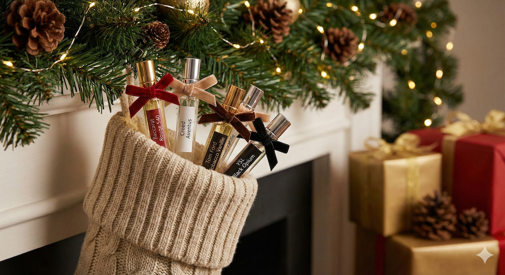 Sample perfume vials as stocking stuffers for christmas