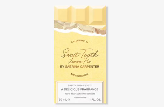 Sabrina Carpenter Sweet Tooth Lemon fragrance feature image of box. 